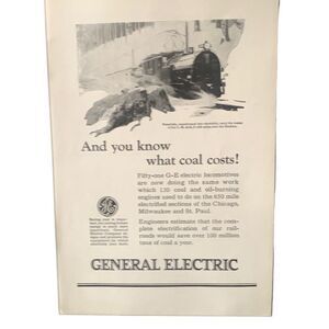 Vintage 1923 General Electric You Know What Coal Costs Ad Advertisment
